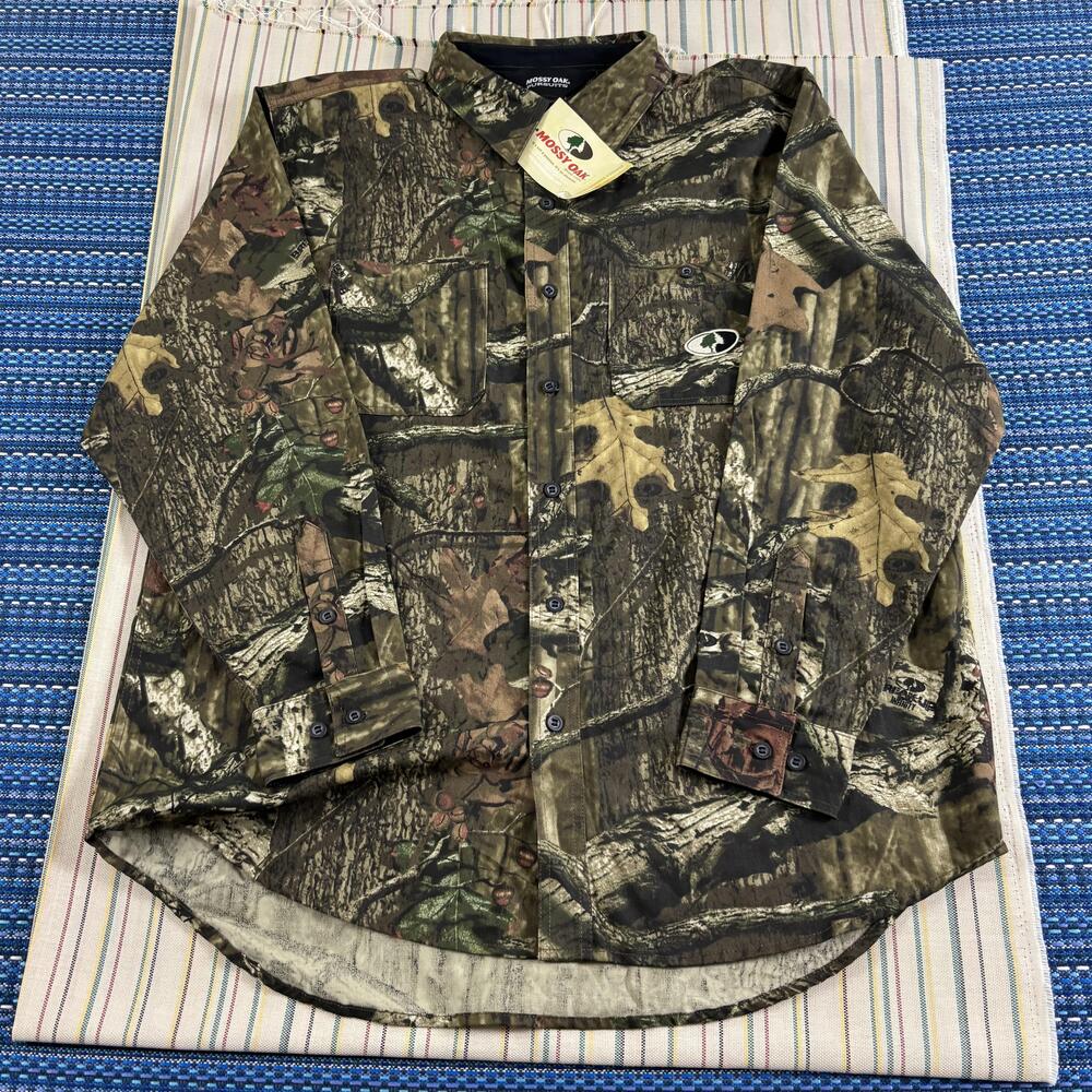 Mossy Oak Break-Up Shirt Mens XL Brown Camo Long Sleeve Vented Hunting NEW